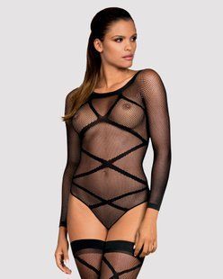 Бодістокінг Obsessive Bodystocking G320 S/M/L, панчохи, боді, декор у вигляді ліній SO7241 фото