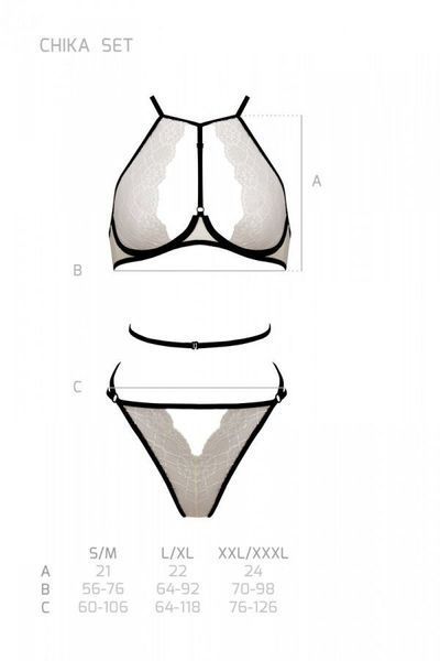 Комплект білизни Passion CHIKA SET, L/XL, cream, топ, трусики SO9698 фото