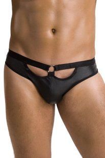 Мужские слипы с вырезами Passion 041 Slip Joe L/XL Black, экокожа, открытые ягодицы SO7594 фото
