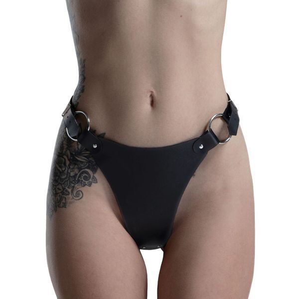 Трусики з натуральної шкіри Feral Feelings - String Bikini Black SO9423 фото