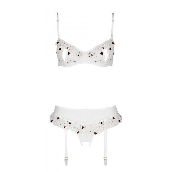 Сексуальний комплект з поясом для панчіх LOVELIA SET white L/XL - Passion SO4780 фото