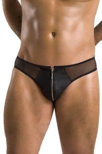 Мужские слипы на молнии Passion 042 Slip Timmy L/XL Black, экокожа, сетка SO7597 фото