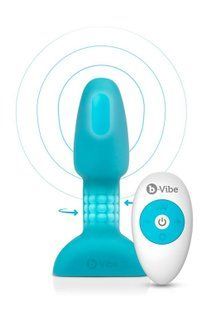 Анальная пробка с вибрацией и вращающимися шариками Rimming Petite B-Vibe, с пультом, бирюзовая BV-006 TL фото