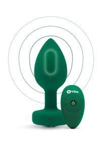 Анальная пробка с вибрацией и пультом B-Vibe - Vibrating Jewel Plug M/L Emerald BV31665 фото