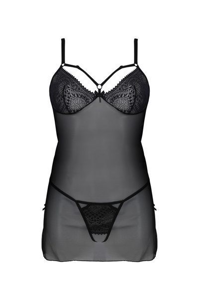 Пеньюар Passion DROSERA CHEMISE black L/XL - ECO Passion SX0473 фото