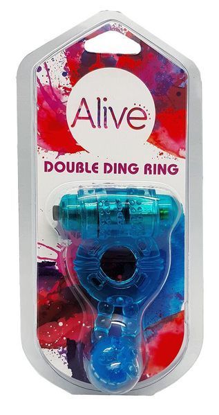 Эрекционное виброкольцо Alive: Double Ding Ring Blue, два мотора SO8690 фото