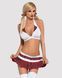 Эротический костюм школьницы с мини-юбкой Obsessive Schooly 5pcs costume L/XL бело-красный, топ, юбк SO7305 фото 1