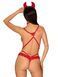 Эротический костюм чертика из стреп Obsessive Evilia teddy red L/XL, боди, чокер, накладки на соски, SO7707 фото 2