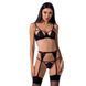 Комплект білизни PERDITA SET black L/XL - Passion: стрепи: ліф, стрінги і пояс для панчох PS26504 фото 1
