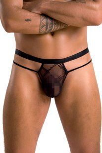 Мужские прозрачные стринги Passion 029 Thong Collin S/M Black, сетка SO7559 фото