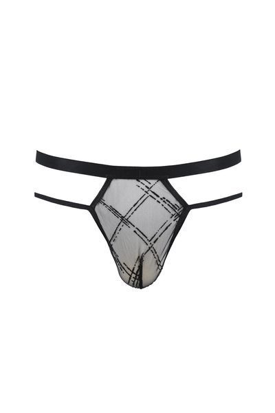 Мужские прозрачные стринги Passion 029 Thong Collin S/M Black, сетка SO7559 фото