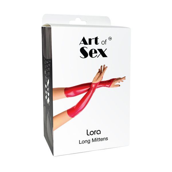 Вінілові міттинки Art of Sex - Lora довгі, размер S, колір червоний SO7340 фото