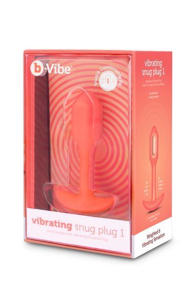 Анальна пробка з вібрацією розміру S B-Vibe Vibrating Snug Plug 1, помаранчева 32398/Plug 1 фото