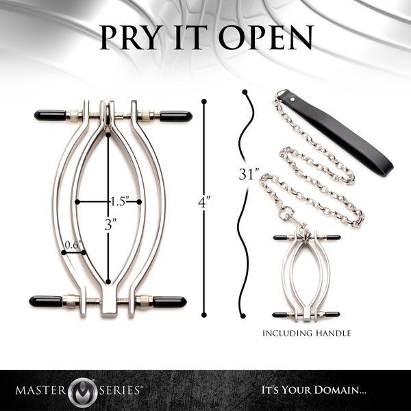 Затискач для статевих губ Master Series: Pussy Tugger Adjustable Vagina Clamp with Chain SO8797 фото